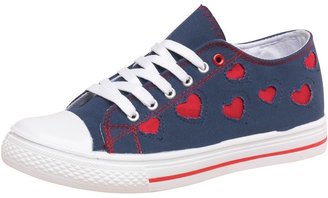 Fluid Womens Heart Cut Out Canvas Shoes Navy/Red