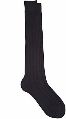 Barneys New York Men's Rib-Knit Cotton Knee Socks - Navy