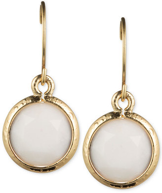 Anne Klein Gold-Tone White Opaque Bead Drop Earrings