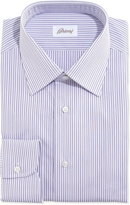 Brioni Rope-Stripe Woven Dress Shirt, Lavender