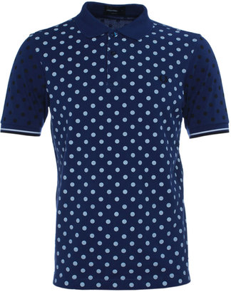 Fred Perry Medieval Blue Polka Dot Slim Fit Pique Polo Shirt