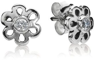 Pandora Design 7093 Pandora Cubic Zirconia Flower Stud Earrings