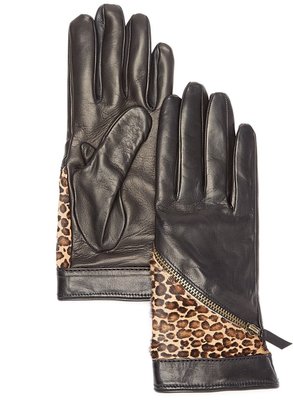 Bloomingdale's Animal-Print Insert Leather Gloves