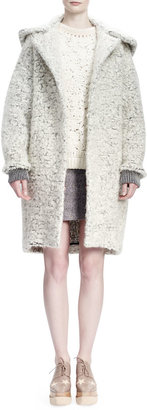 Stella McCartney Soft Wooly Boucle Caban Coat, Natural White