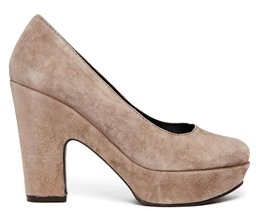 Gardenia Leather Heeled Platform Shoes - Dark sand