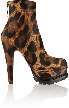 Alaia Leopard-print calf hair ankle boots