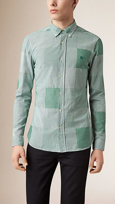 Burberry Slim Fit Cotton Gingham Jacquard Shirt