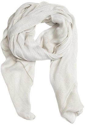 Giorgio Armani white and khaki striped logo printed silk blend scarf
