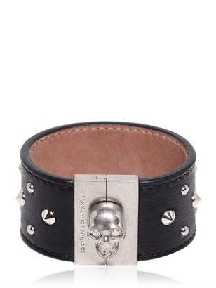 Alexander McQueen Leather Bracelet With Skull & Studs