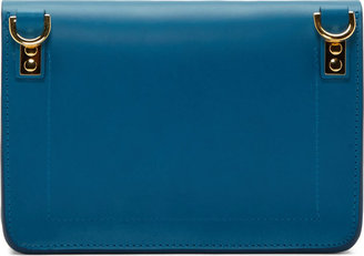 Sophie Hulme Deep Teal Blue Saddle Leather Mini Envelope Bag
