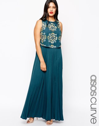 Red Carpet ASOS CURVE Exclusive Maxi Dress with Pleated Skirt & Jewelled Bodice