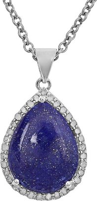 Lapis Sterling silver 1/3-ct. t.w. diamond & teardrop pendant