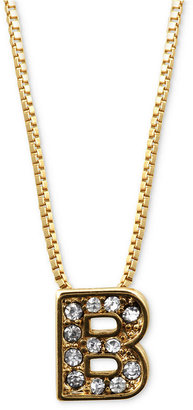 Anne Klein Gold-Tone Pave Glass "B" Initial Pendant Necklace