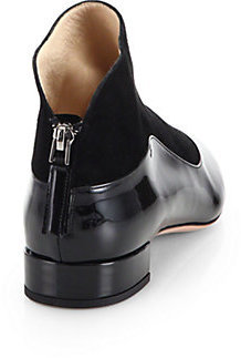 Giorgio Armani Suede & Patent Leather Flat Ankle Boots