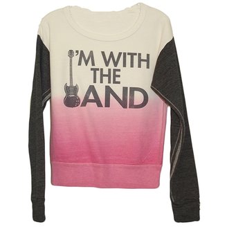 Mini Trunk Girl's I'm With the Band Pullover - Pink/White