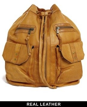 ASOS Leather Vintage Style Duffle Backpack