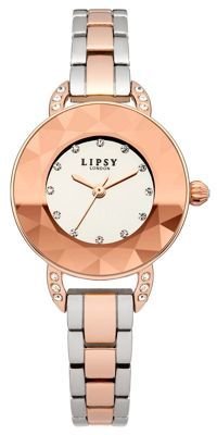 Lipsy Ladies two tone bracelet watch with faceted dial