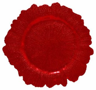 10 Strawberry Street Charger Plate Glass Red 13.75"x13.75" Set of 6