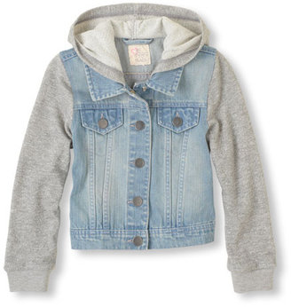 Children's Place French terry hooded denim jacket