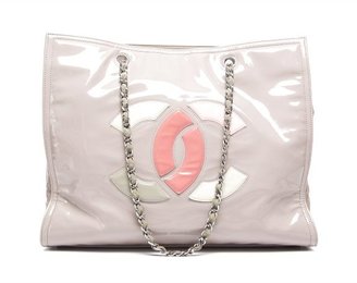 Chanel Pre-Owned Beige Patent Vinyl Lipstick Tote Bag