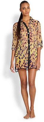 We Are Handsome Cheetah-Print Silk Coverup