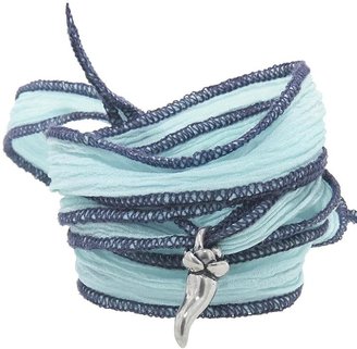 Catherine Michiels Fortuna Silver Charm & Silk Bracelet Wrap