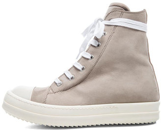 Rick Owens Leather Sneakers in Beige & White