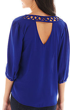 JCPenney BY AND BY by & by 3/4-Sleeve Lattice-Back Top