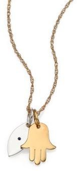 Jennifer Zeuner Jewelry Faith/Nazar Sapphire & Sterling Silver Double Pendant Necklace