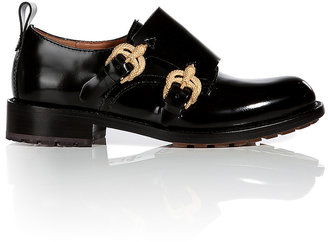 Valentino Leather Monk Shoes with Serpent Buckles