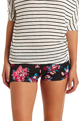 Charlotte Russe High-Waisted Floral Print Bike Shorts