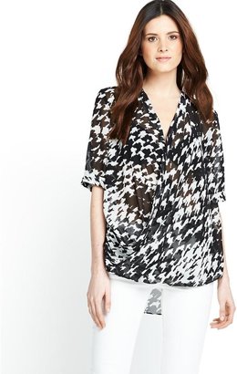 Definitions Wrap Front Printed Blouse