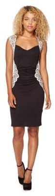 Lipsy Michelle Keegan loves black panel ruched bodycon dress