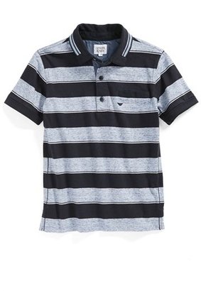 Armani Junior Stripe Short Sleeve Polo Shirt (Big Boys)