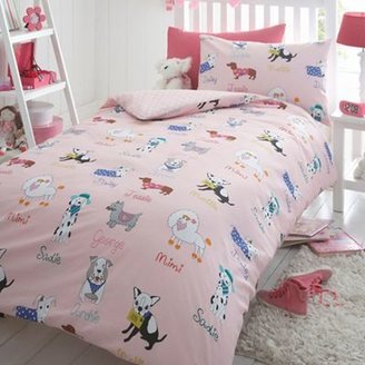 Bluezoo Kids' pink dogs duvet cover and pillow case set