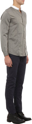 John Varvatos Double-layer Collar Striped Shirt