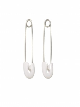 Safety Pin Earrings in White