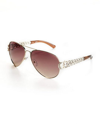 GUESS Embellished Aviator Sunglasses