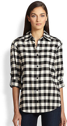 Alice + Olivia Piper Leather-Tab Shirt