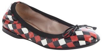 Miu Miu Black And Red Check Patent Leather Ballet Flats