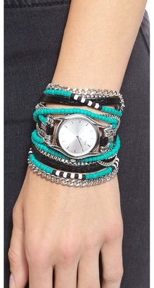 Sara Designs Chain & Bead Wrap Watch