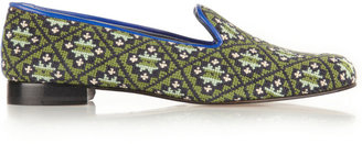 Penelope Chilvers Dandy embroidered canvas slippers