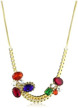 Flutter By Jill Golden Jubilee" 14k Gold-Plated Box Chain, Resin and Rhinestone Kora Necklace