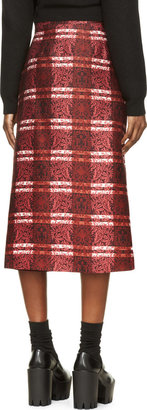 Mother of Pearl Red High-Vent Marlow Skirt