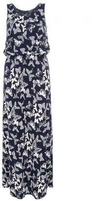 Quiz Navy And Cream Butterfly Print Maxi Dress