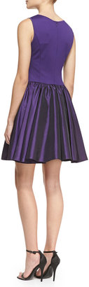 Halston Sleeveless Fit-&-Flare Combo Dress, Purple