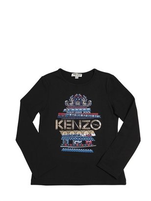 Kenzo Kids - Logo Printed Long Sleeve Cotton T-Shirt