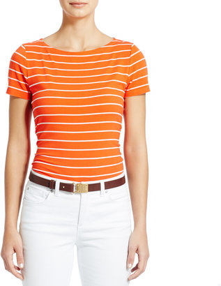 Jones New York Short-Sleeve Striped Boat Neck Tee Shirt
