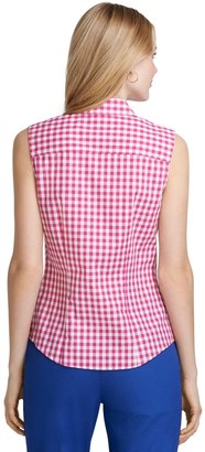 Brooks Brothers Petite Fitted Sleeveless Gingham Dress Shirt