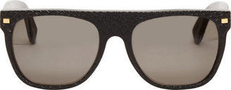 Super Black Embossed Goffrato Flat-Top Sunglasses